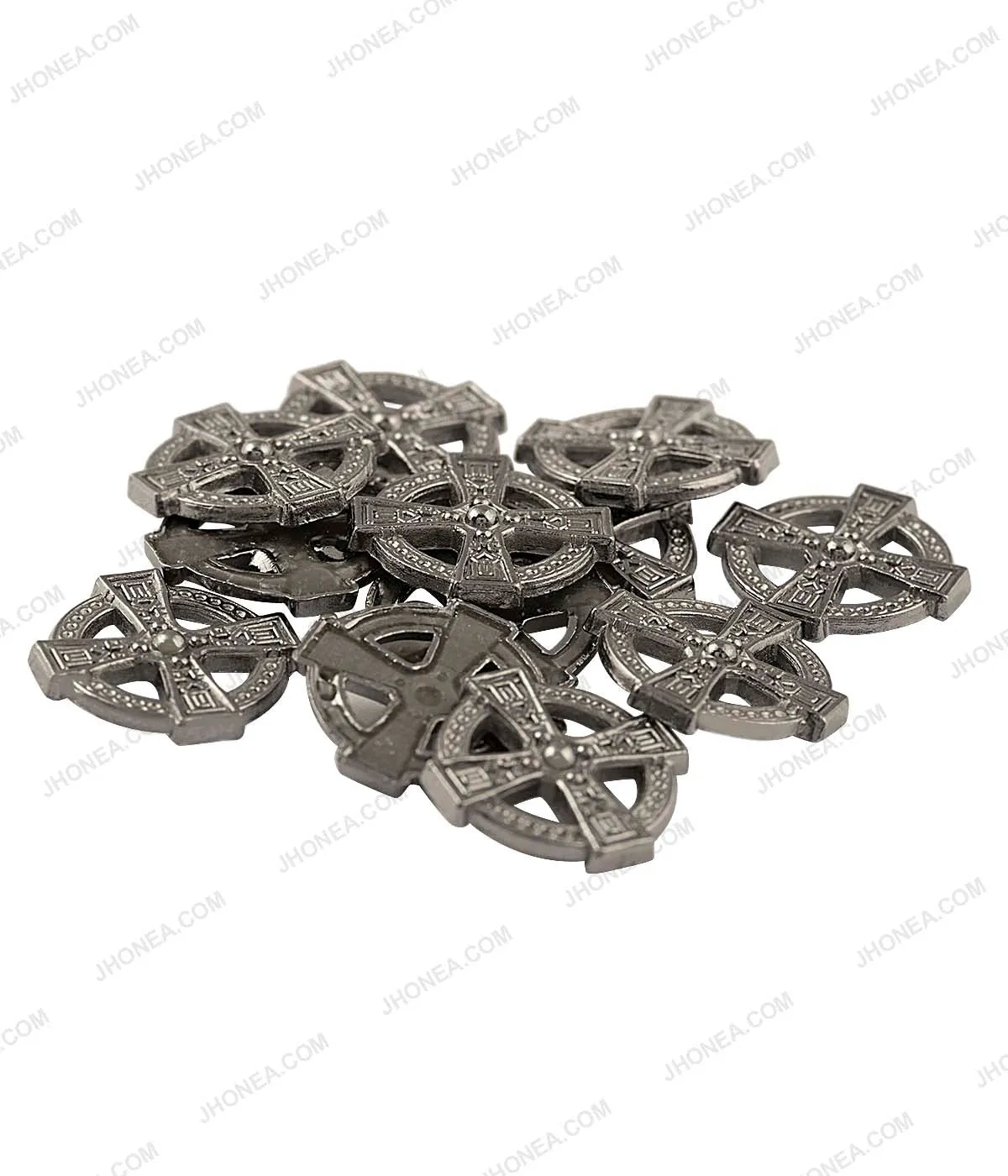 Shiny Gunmetal Engraved Design Round Wheel Shape Hotfix for Jeans