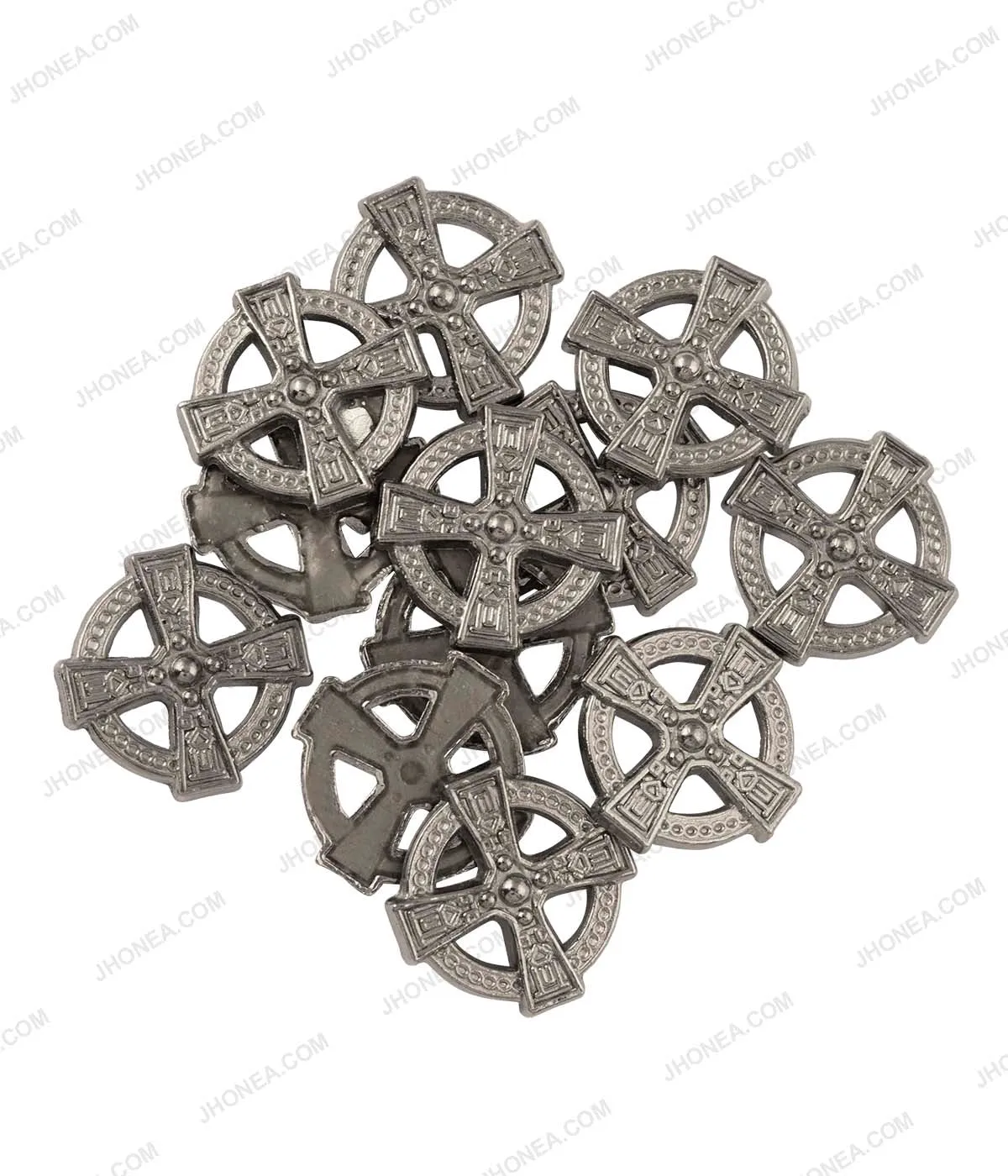 Shiny Gunmetal Engraved Design Round Wheel Shape Hotfix for Jeans