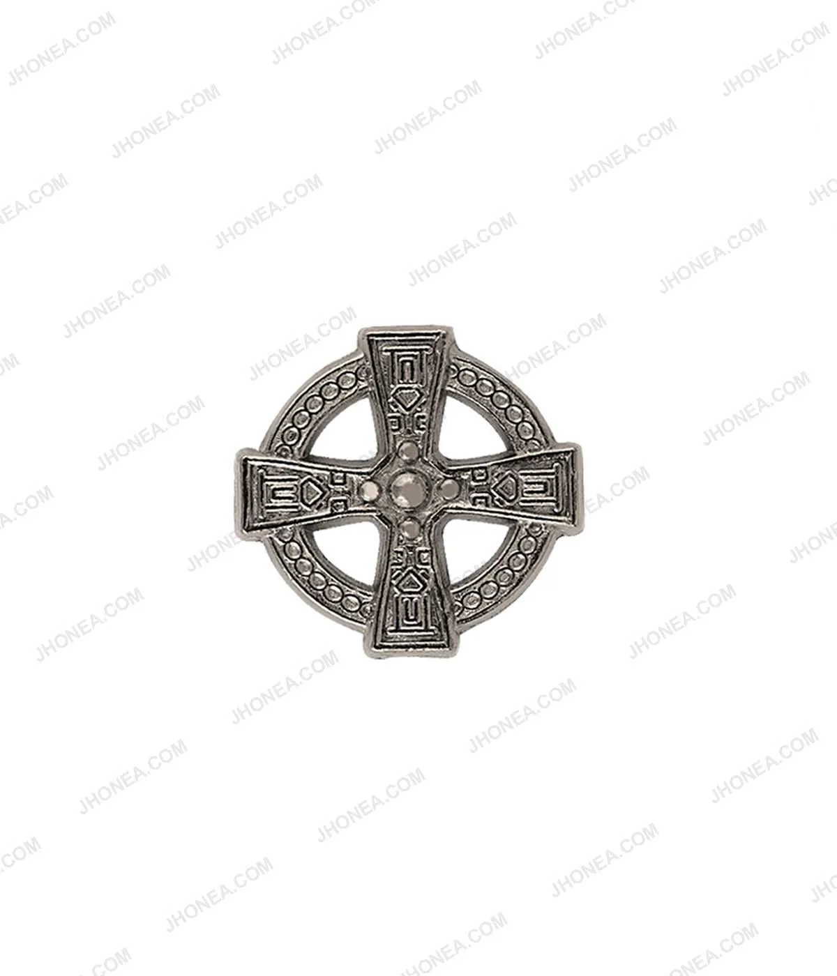 Shiny Gunmetal Engraved Design Round Wheel Shape Hotfix for Jeans