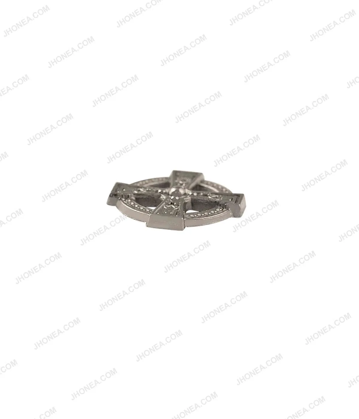 Shiny Gunmetal Engraved Design Round Wheel Shape Hotfix for Jeans