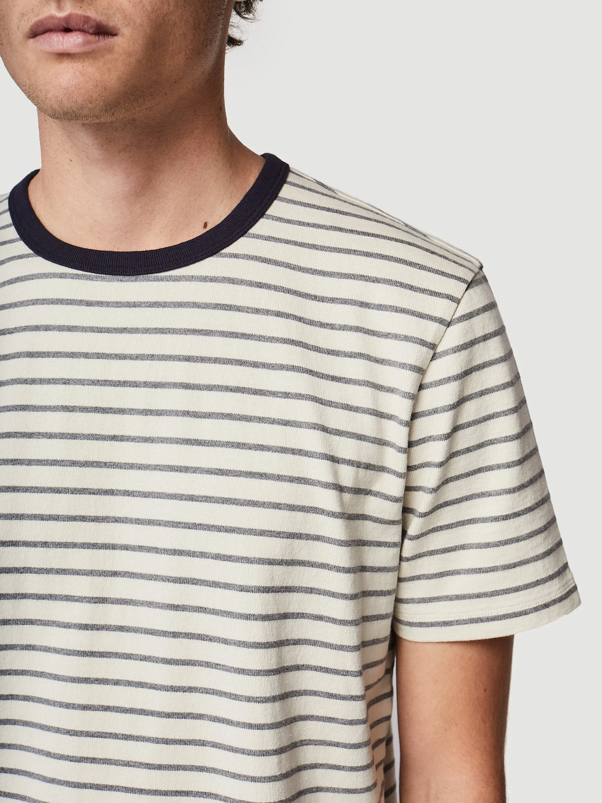 Short Sleeve Ringer Tee -- Stony White Multi