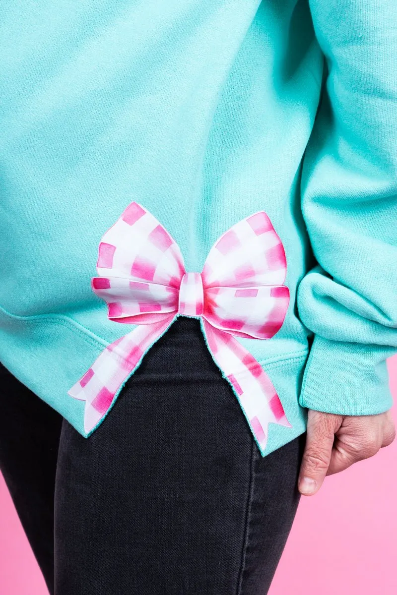 Side Bows Pink Gingham Bow Unisex NuBlend Crew Sweatshirt