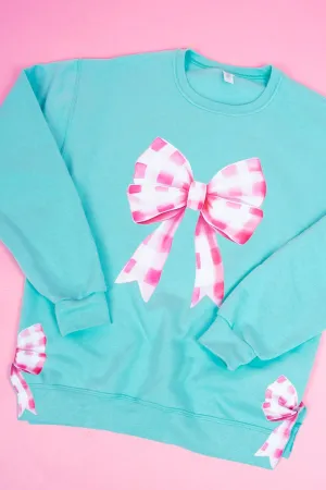 Side Bows Pink Gingham Bow Unisex NuBlend Crew Sweatshirt