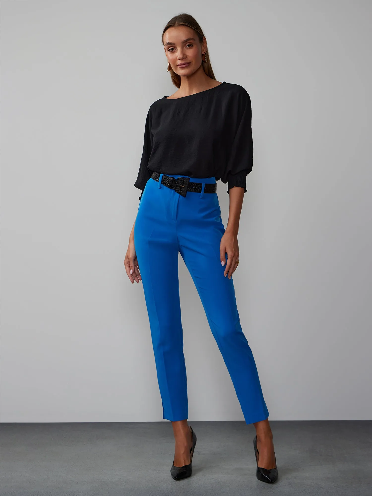 Side Slit Slim Leg Pants