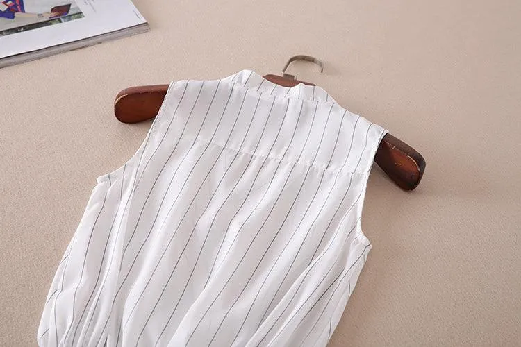 SLEEVELESS CRISSCROSS CHIFFON BODYSUIT