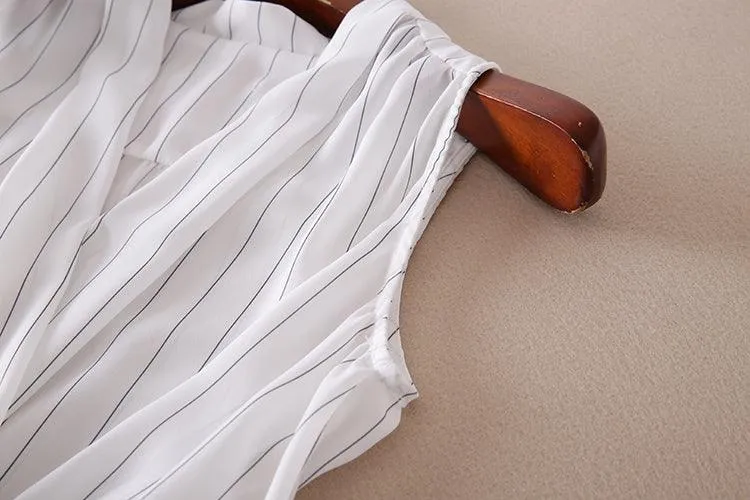 SLEEVELESS CRISSCROSS CHIFFON BODYSUIT