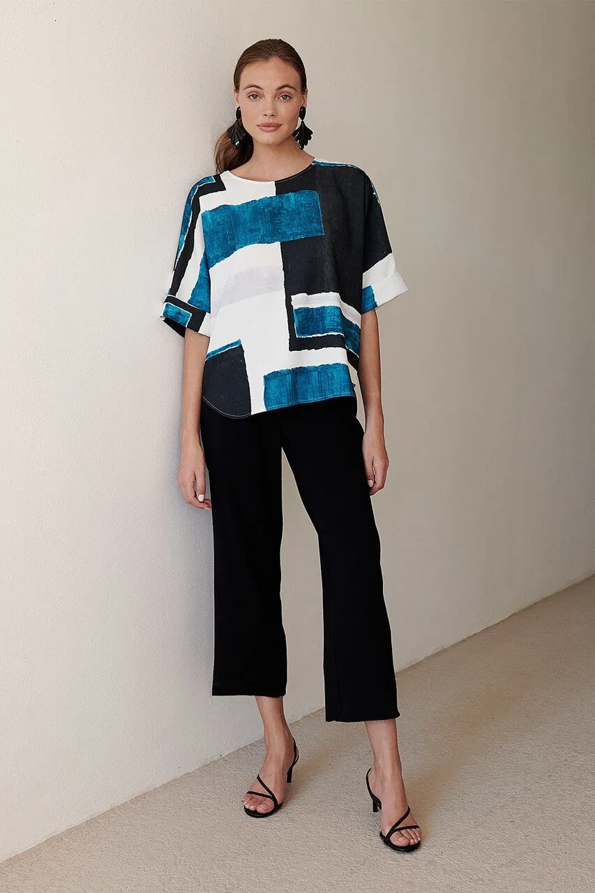 Solid Crepe Wide Leg Crop Pants