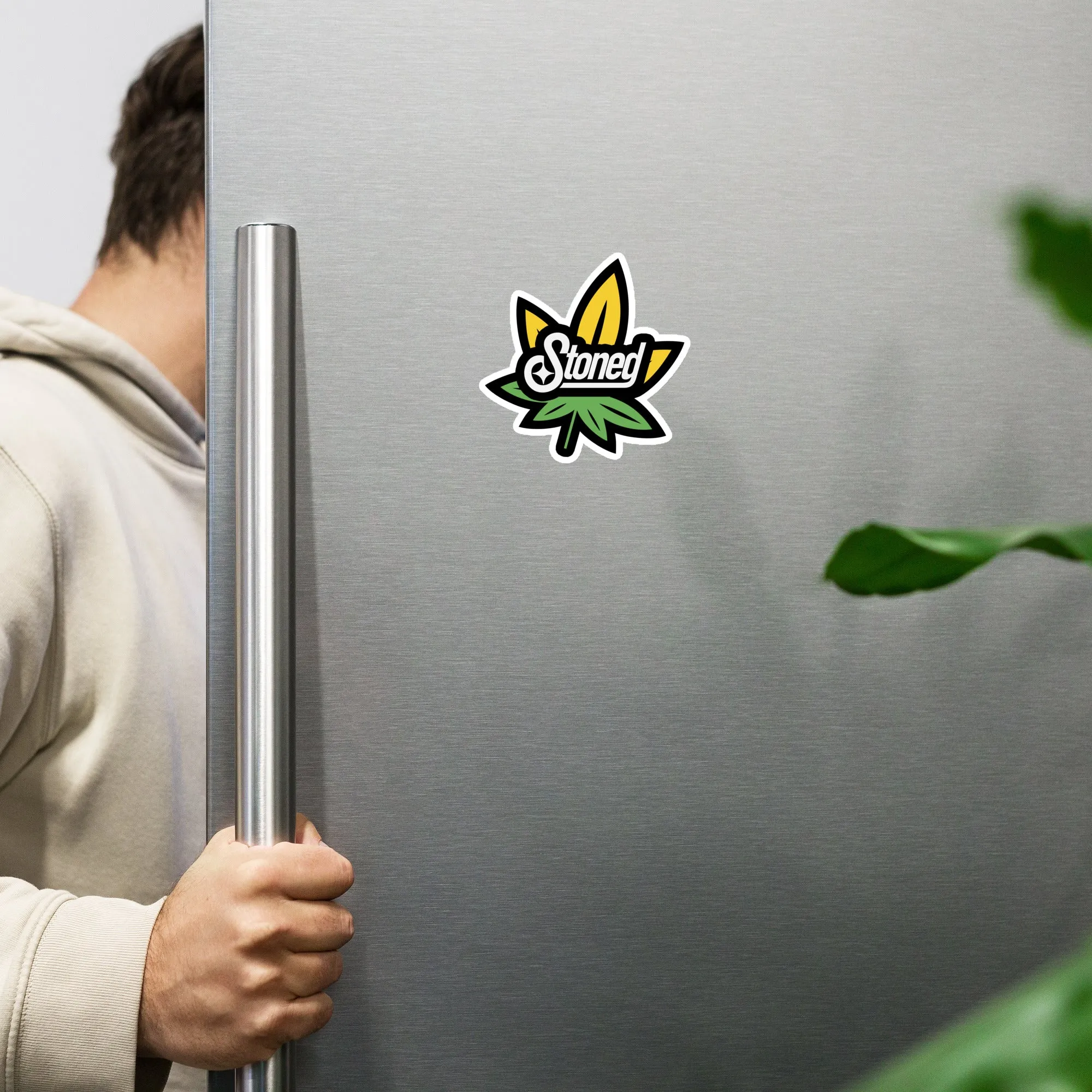 Stoned Weed Pop Logo Refrigerator Magnet – Trendy Cannabis Décor | Magic Leaf Tees