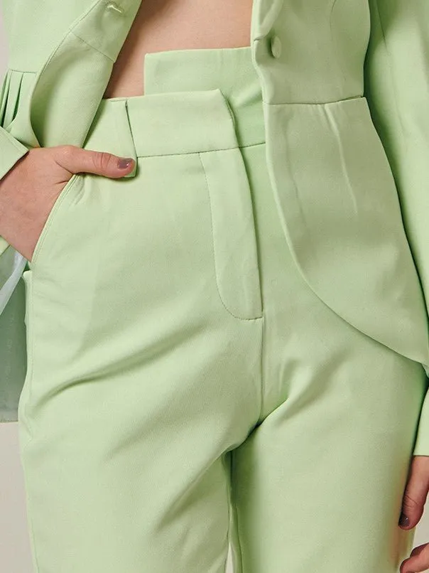 summer green bootcut side slit Trouser