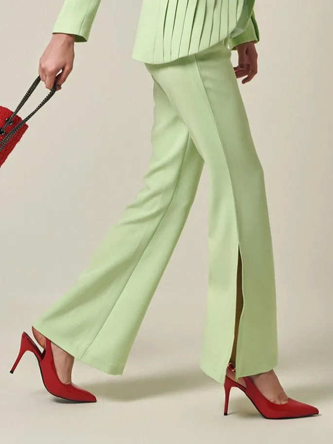 summer green bootcut side slit Trouser