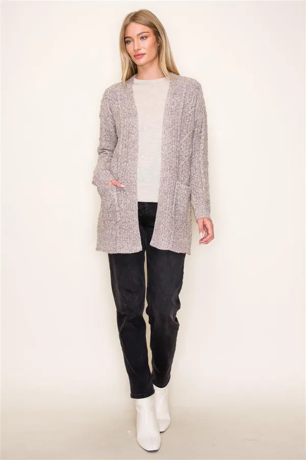 Taupe Cable Cardigan
