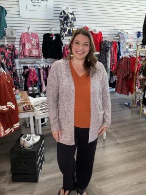 Taupe Cable Cardigan