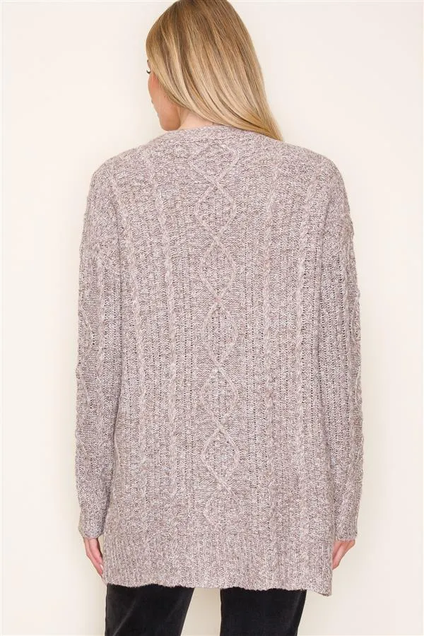 Taupe Cable Cardigan
