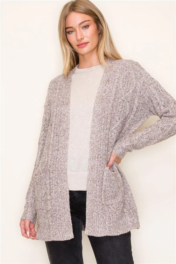 Taupe Cable Cardigan