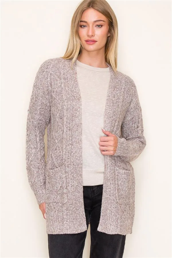 Taupe Cable Cardigan