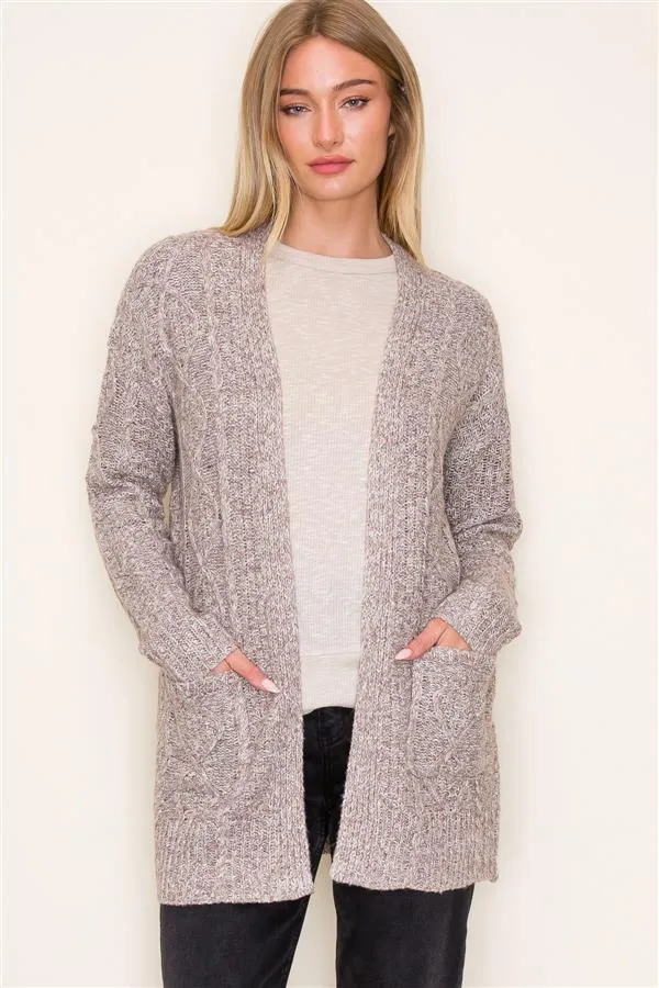 Taupe Cable Cardigan
