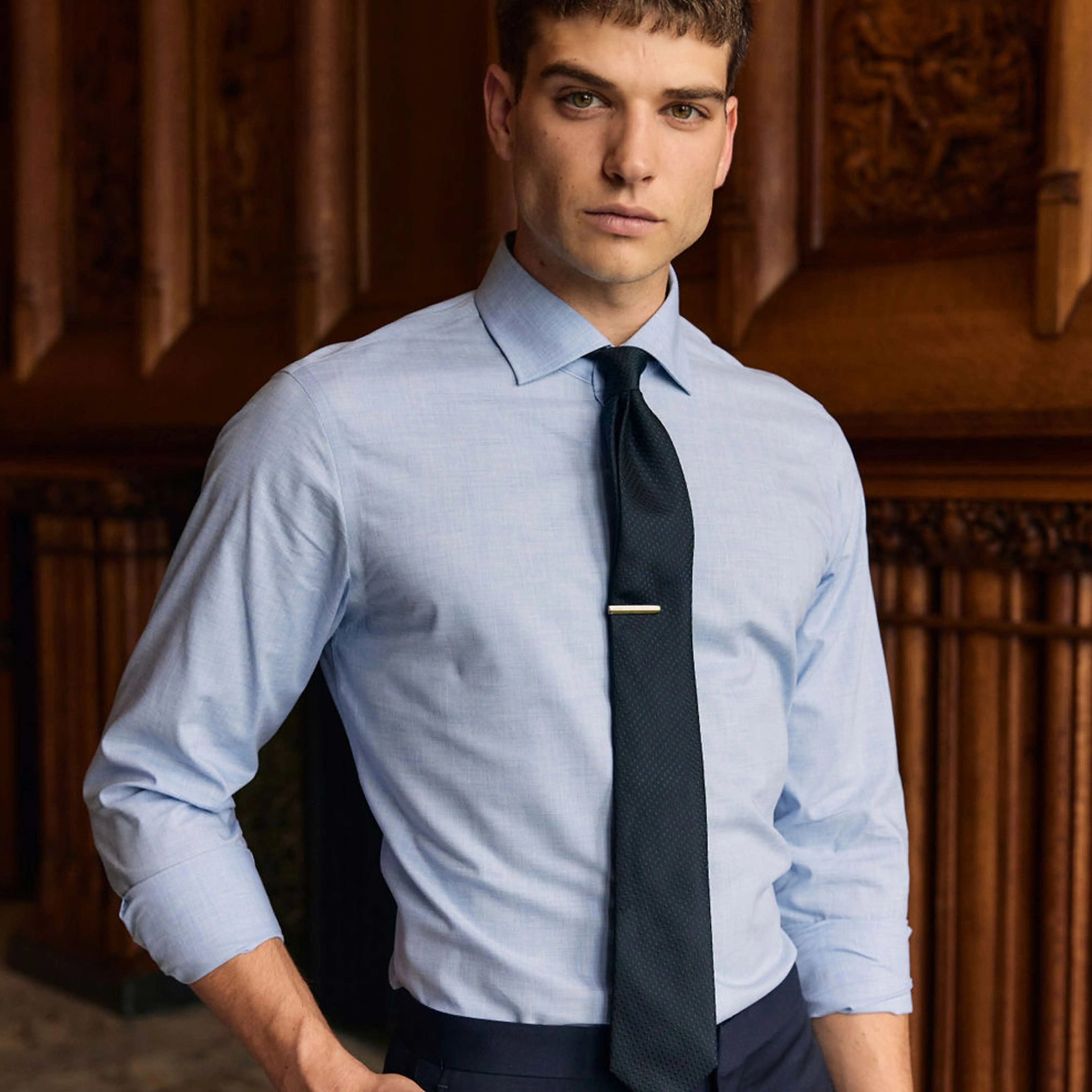 Tonal Square Dot Navy Tie