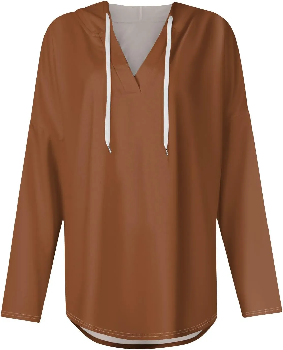 Trendy Hoodie for Women 2024 V Neck Sweatshirt Oversized Long Sleeve Pullover Outfit Drawstring Casual Outwear