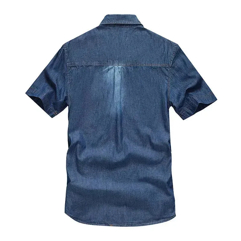 Versatile Denim Utility Short Sleeve Shirt