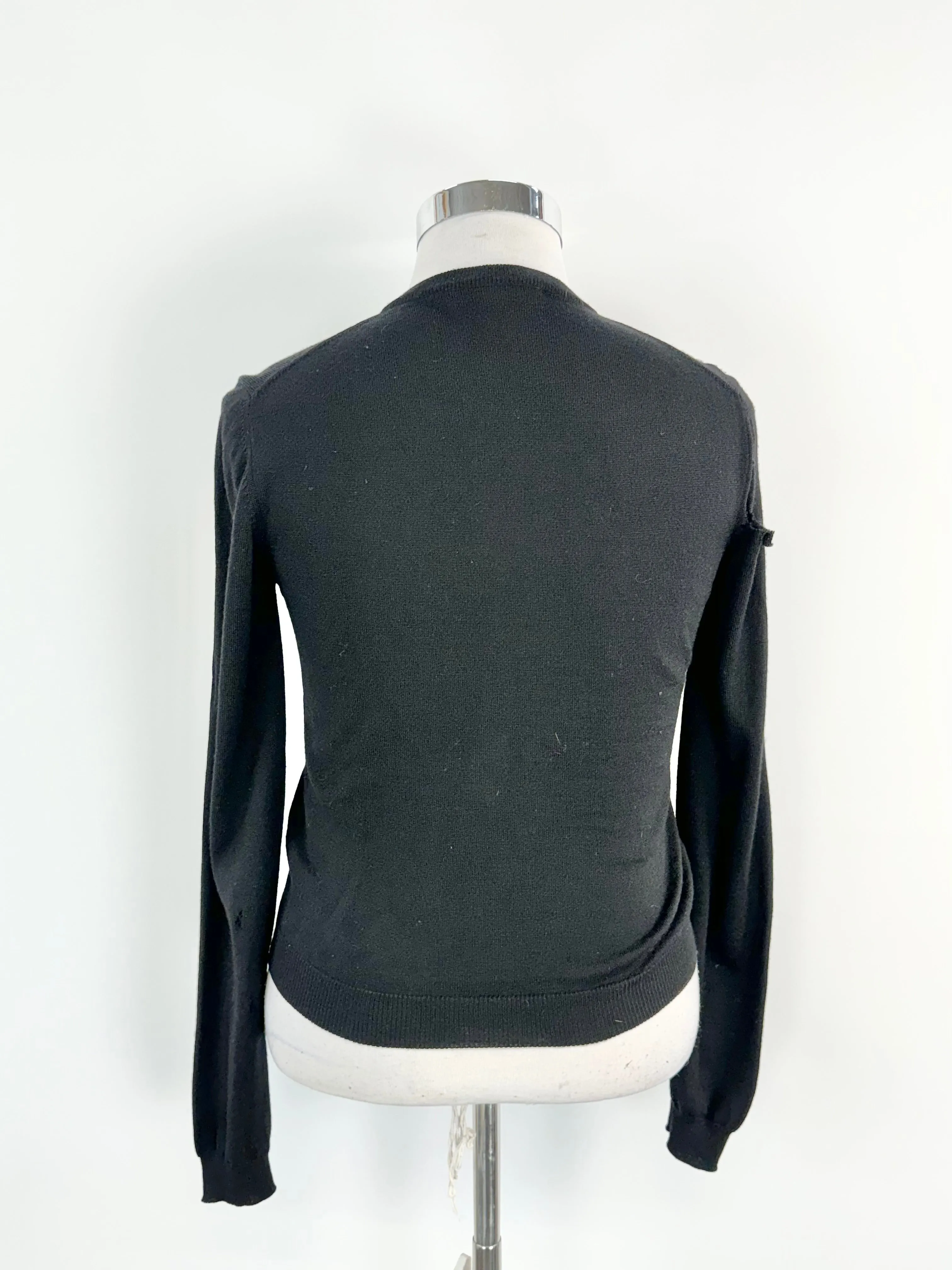 Vintage Dolce & Gabbana Black Wool Rose Pattern Cardigan - AU12