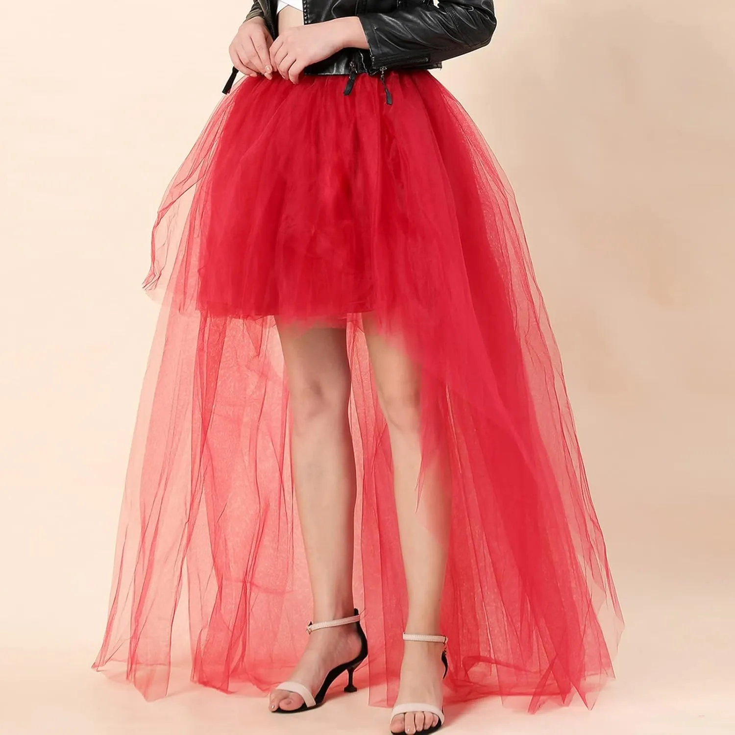 Women's A-Line High Waisted Midi Skirt Short Thin Women's Sexy Skirts Sexy Black Mesh Skirt Front Short Back Long