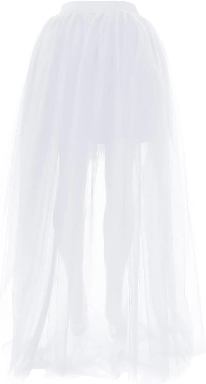 Women's A-Line High Waisted Midi Skirt Short Thin Women's Sexy Skirts Sexy Black Mesh Skirt Front Short Back Long