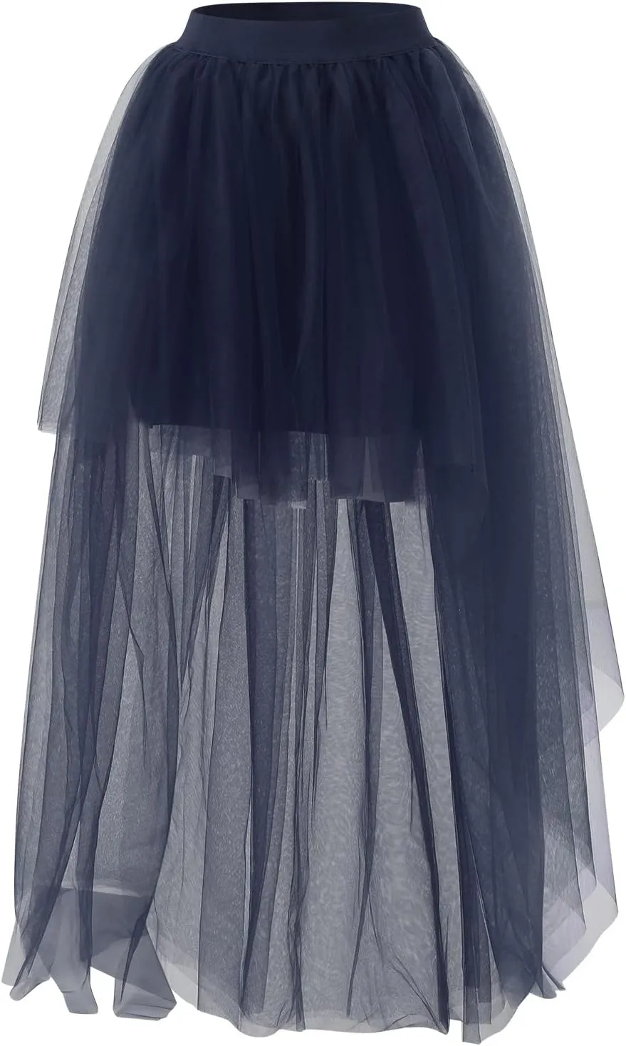 Women's A-Line High Waisted Midi Skirt Short Thin Women's Sexy Skirts Sexy Black Mesh Skirt Front Short Back Long