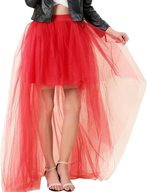 Women's A-Line High Waisted Midi Skirt Short Thin Women's Sexy Skirts Sexy Black Mesh Skirt Front Short Back Long