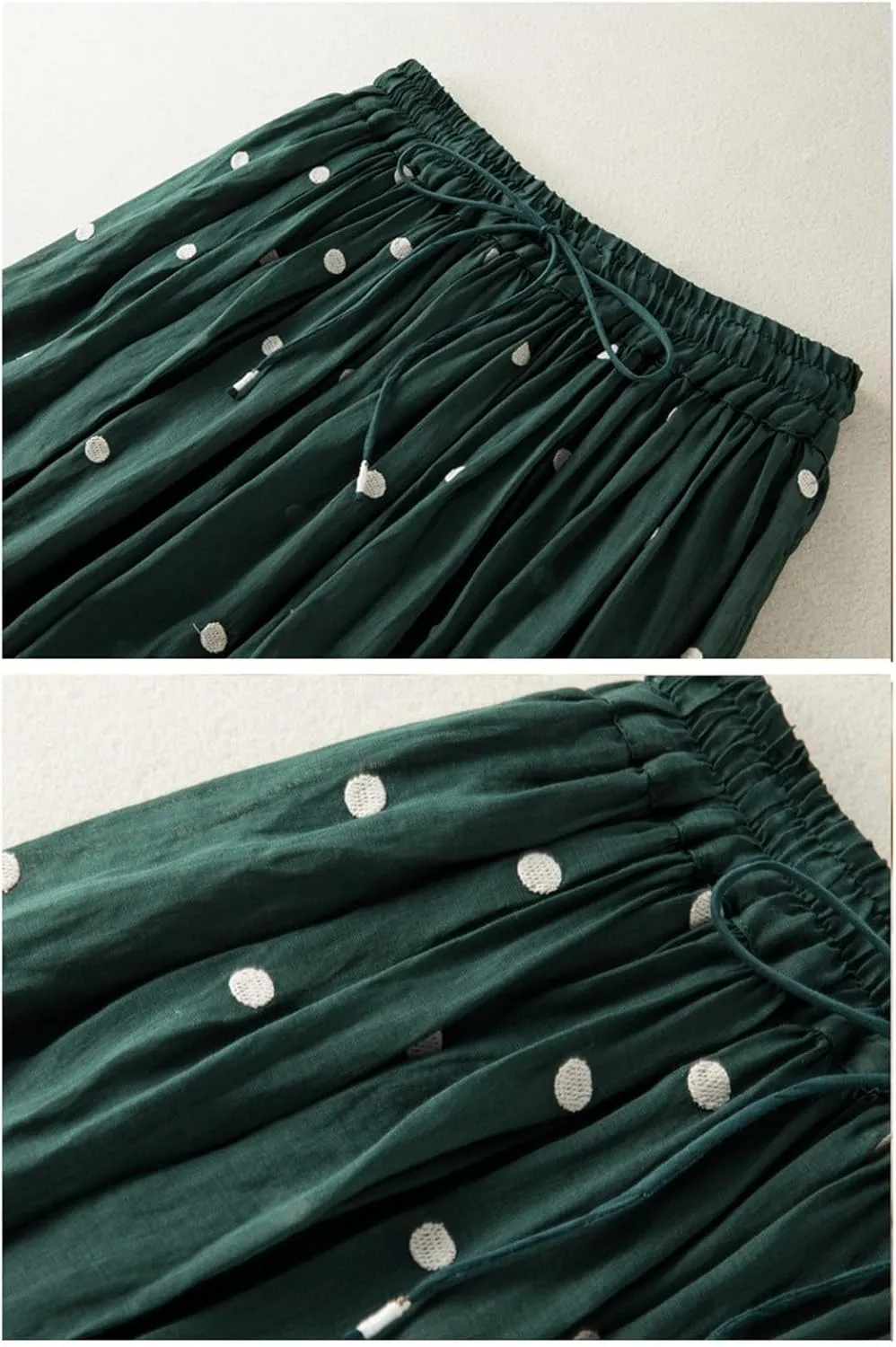 Womens Maxi Skirt for Vacation Color Block Retro A-Line Pleated Drawstring Elastic High Waist Casual Summer Skirts