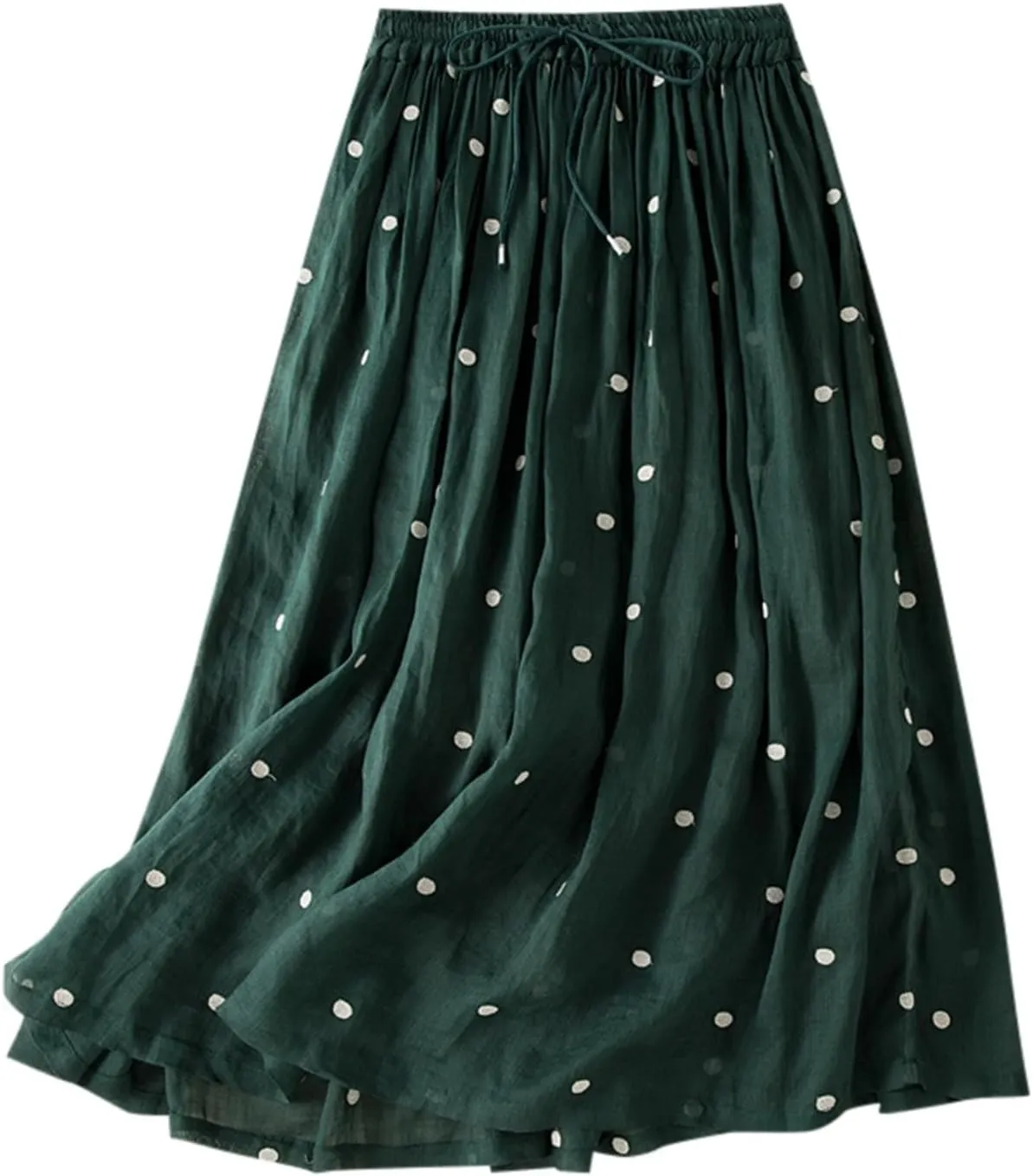 Womens Maxi Skirt for Vacation Color Block Retro A-Line Pleated Drawstring Elastic High Waist Casual Summer Skirts