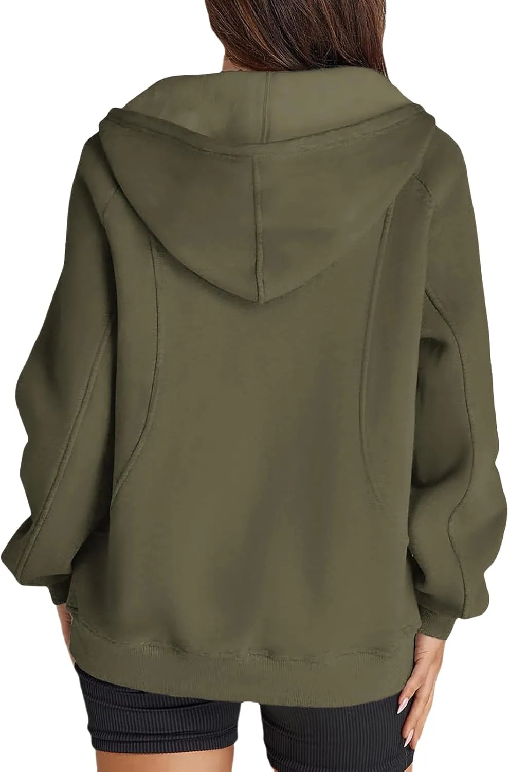 Womens Quarter Zip Sweatshirts Solid Oversized Hoodies Casual Comfy Long Sleeve Pullover Tops Fall Winter Outfits 2024