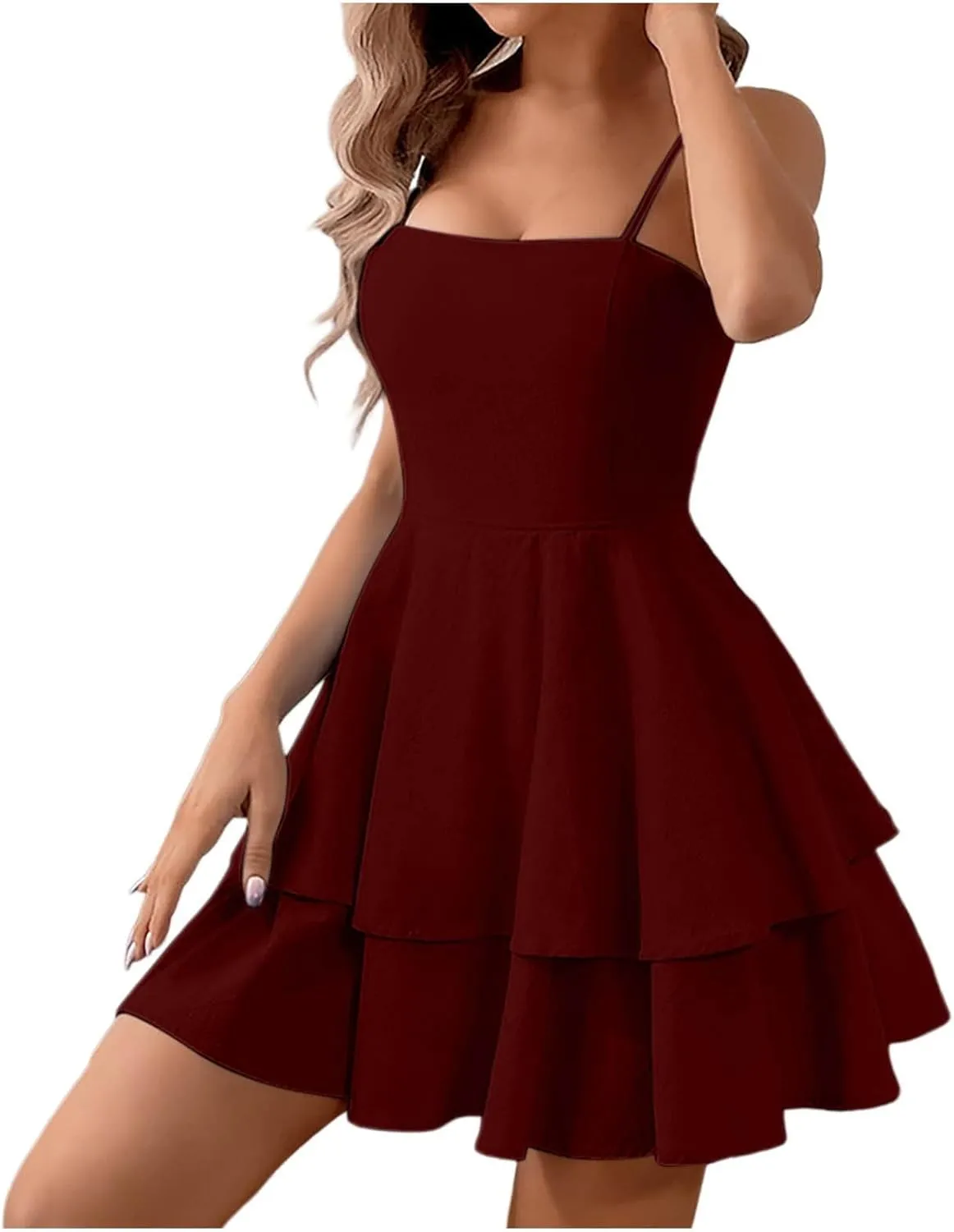 Women's Summer Strappy Smocked Tube Dress 2025 Off Shoulder Ruffle Tiered Flowy Beach Boho Mini Sundress