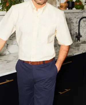 Yellow Button-Down Short Sleeve Oxford Shirt