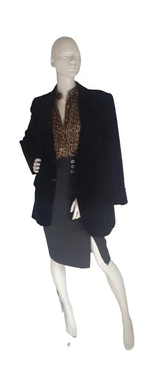 YSL Blazer Black Oversized Velvet SKU 000399