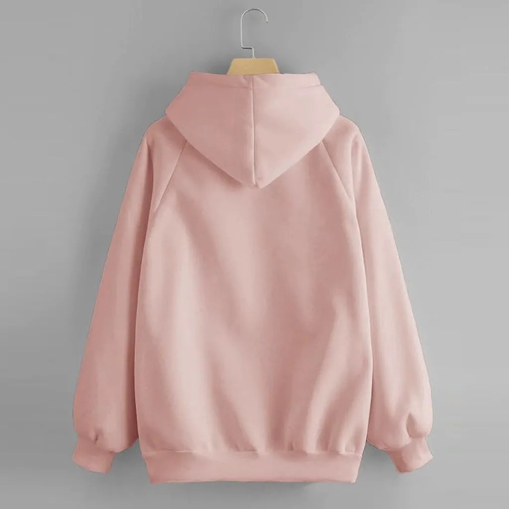 ZWRXW Women's Oversized Hoodies Drawstring Long Sleeve Basic Sweatshirt Casual Loose Fleece Pullover Trendy Teens Preppy Tops