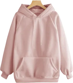 ZWRXW Women's Oversized Hoodies Drawstring Long Sleeve Basic Sweatshirt Casual Loose Fleece Pullover Trendy Teens Preppy Tops